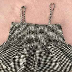 Black and White Gingham Smocked Top